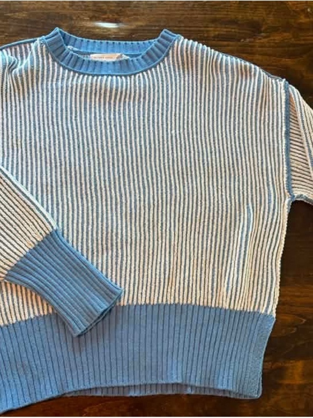Altar'd State Blue and White Striped Scoop-Neck Sweater
